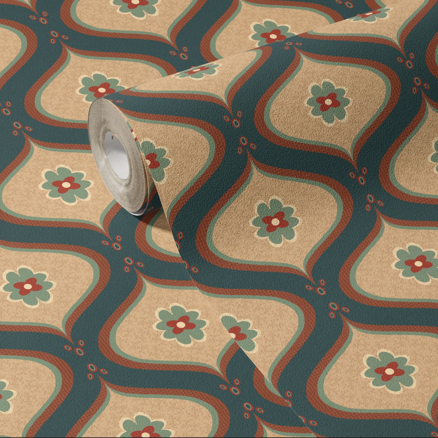 Retro Deco | Cute Vintage Retro Patterned Wallpaper Wallpaper Sckribbles