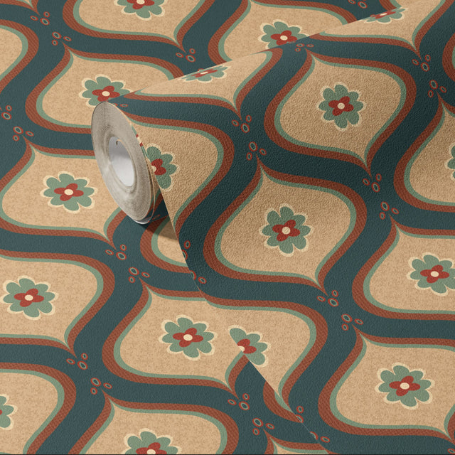 Retro Deco | Cute Vintage Retro Patterned Wallpaper Wallpaper Sckribbles
