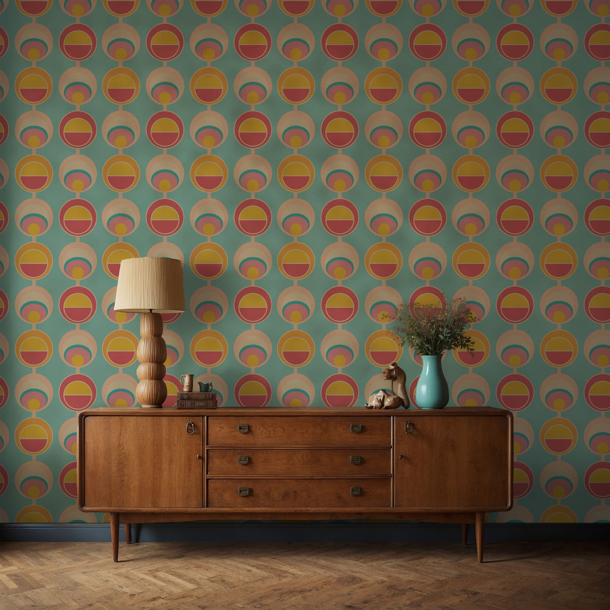 Sweet 70s | Cute Fun Pastel Circles 1970s Wallpaper Wallpaper Sckribbles
