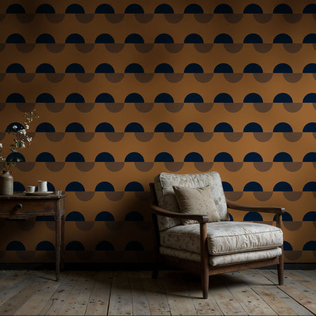 Modern Spheres | Retro Contemporary Abstract Geometrical Semi-Circles Wallpaper Wallpaper Sckribbles