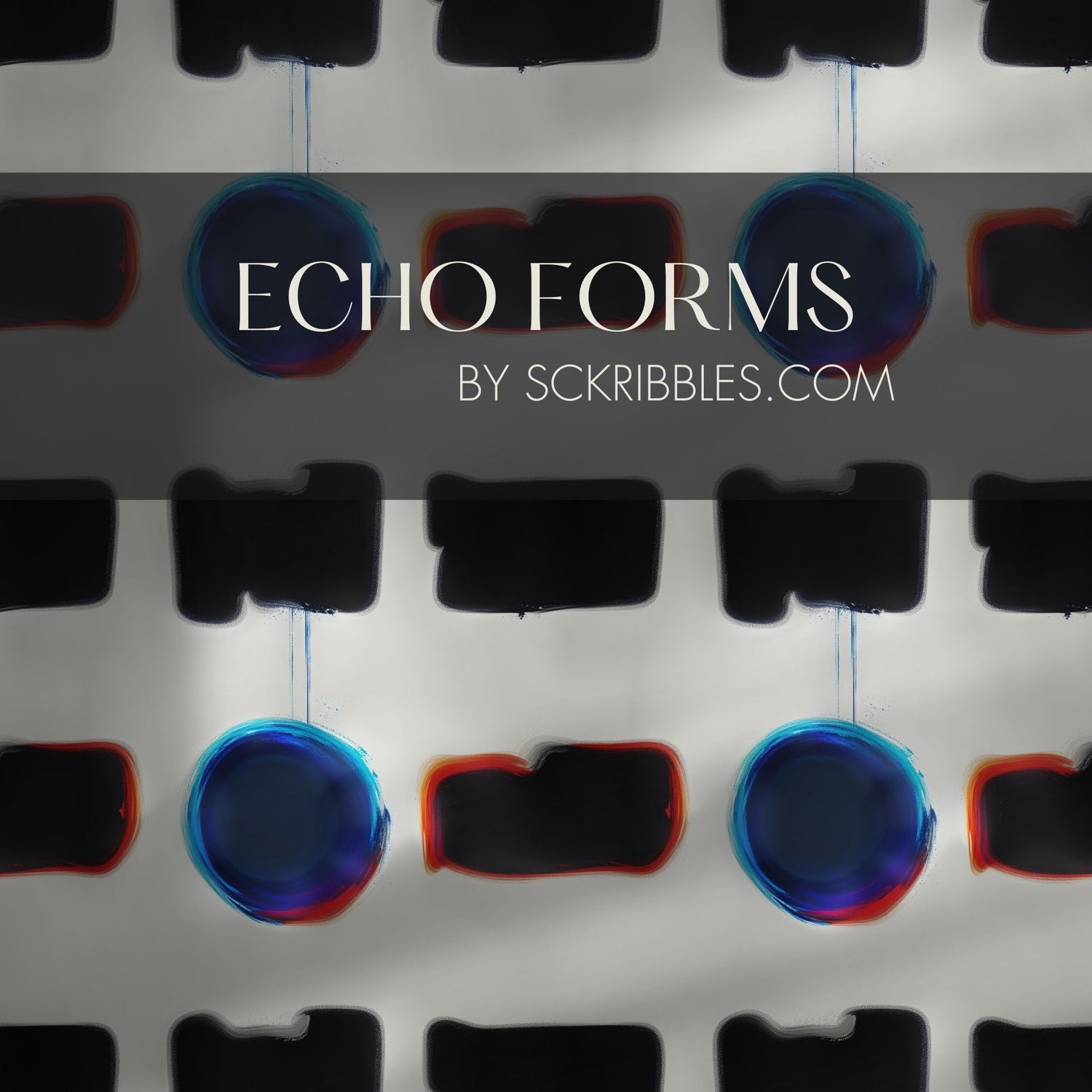 Echo Forms | Bold Blue/Black/White Geometrical Abstract Wallpaper Wallpaper Sckribbles
