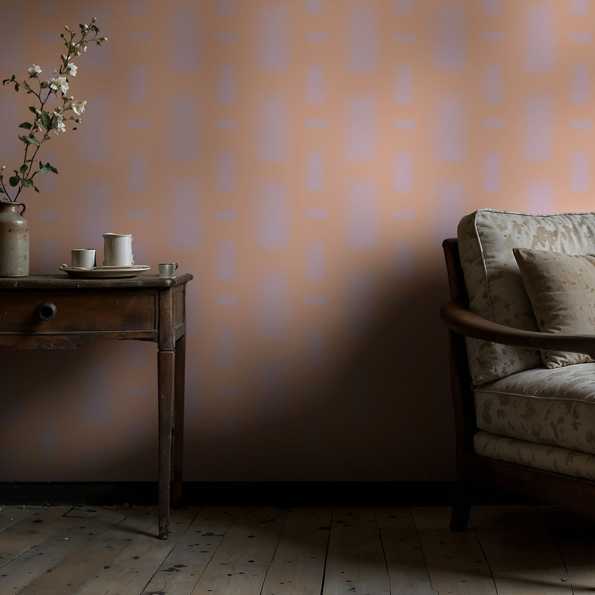 Geo Drift | Contemporary Abstract Geometrical Brick Shapes Wallpaper Wallpaper Sckribbles