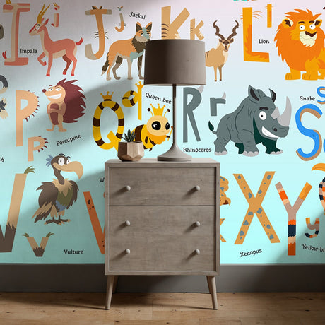 Jungle ABCs | Children's Animal Alphabet Educational Wallpaper Mural Wallpaper Mural Sckribbles