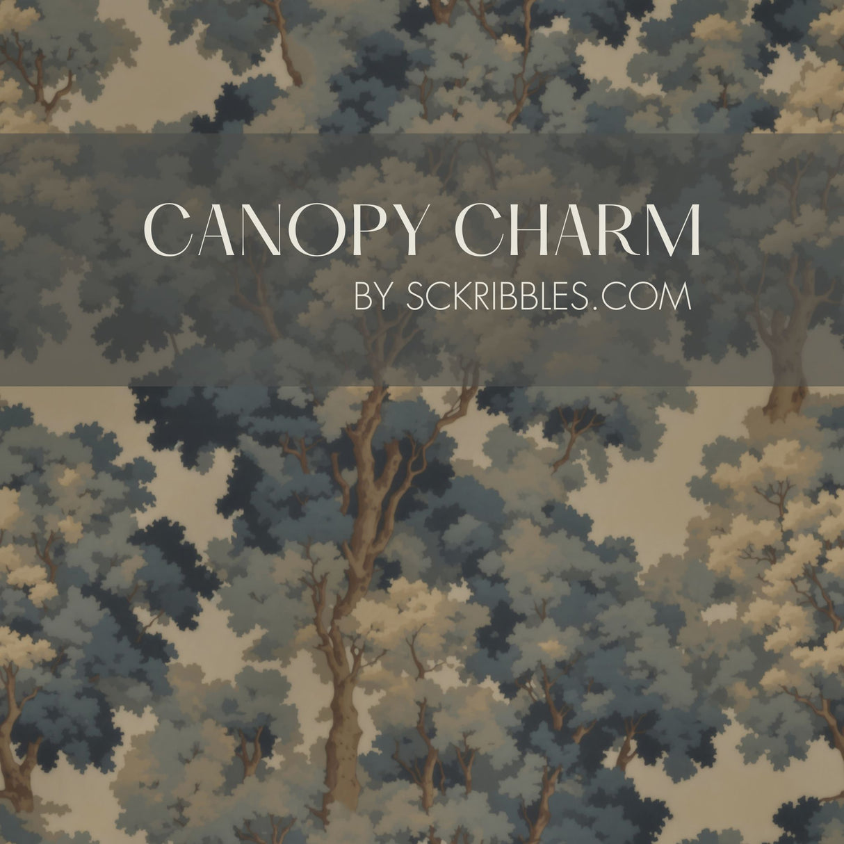 Canopy Charm | Moody Forest Aubusson Tapestry Trees Wallpaper Wallpaper Sckribbles