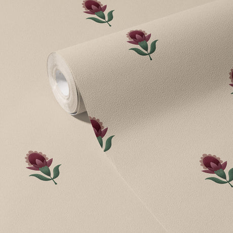 Petite Jardin | Elegant Pretty Pink & Cream Flower Wallpaper Wallpaper Sckribbles