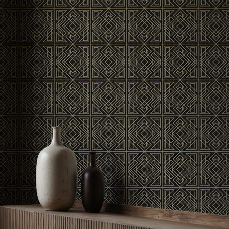Crystalline Contours | Sophisticated Geometrical Luxury Art Deco Wallpaper Wallpaper Sckribbles