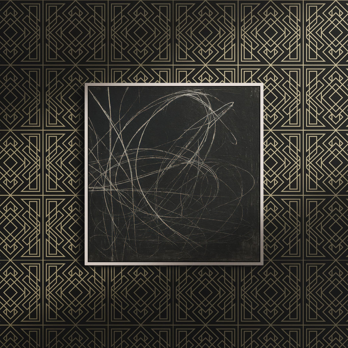 Crystalline Contours | Sophisticated Geometrical Luxury Art Deco Wallpaper Wallpaper Sckribbles