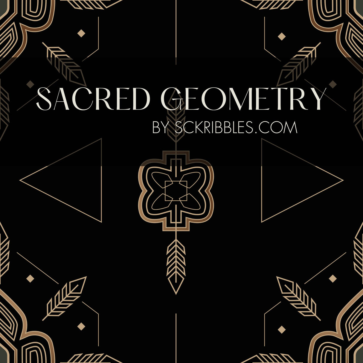 Sacred Geometry | Moody Black Glamorous Luxury Art Deco Wallpaper Wallpaper Sckribbles