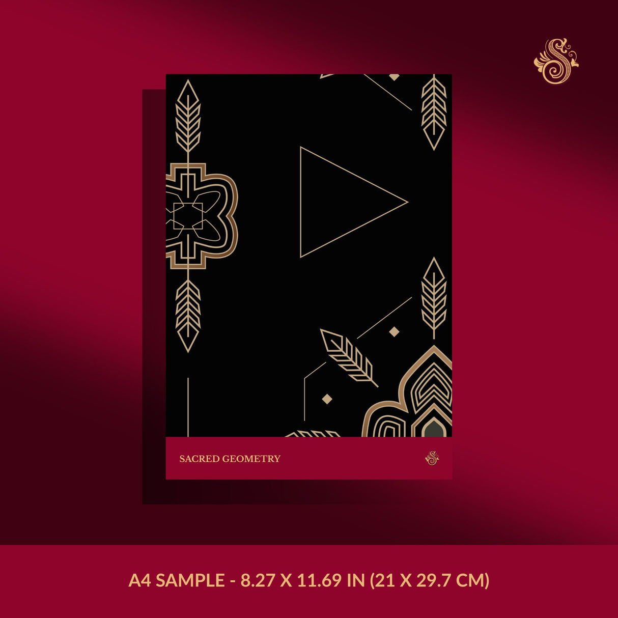 Sacred Geometry | Moody Black Glamorous Luxury Art Deco Wallpaper Wallpaper Sckribbles Signature - Premium Non-Woven A4 Sample - 8.3 × 11.7 in (21 × 29.7 cm)