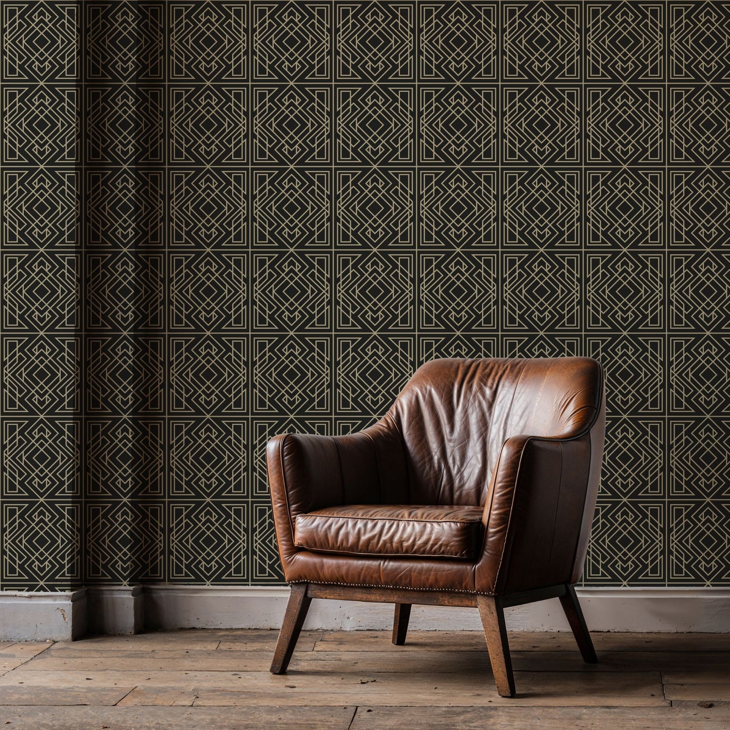Crystalline Contours | Sophisticated Geometrical Luxury Art Deco Wallpaper Wallpaper Sckribbles