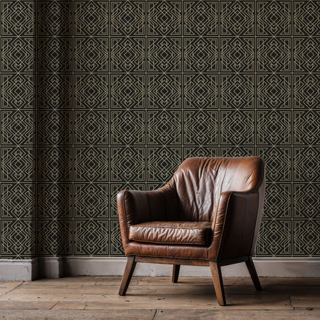 Crystalline Contours | Sophisticated Geometrical Luxury Art Deco Wallpaper Wallpaper Sckribbles