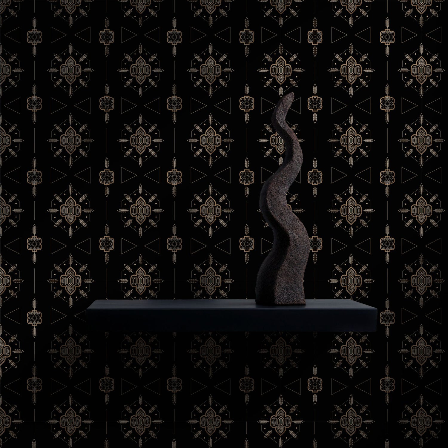 Sacred Geometry | Moody Black Glamorous Luxury Art Deco Wallpaper Wallpaper Sckribbles