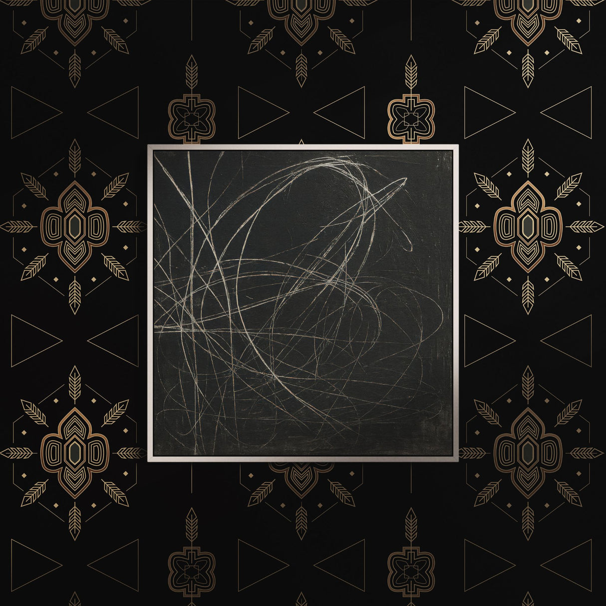 Sacred Geometry | Moody Black Glamorous Luxury Art Deco Wallpaper Wallpaper Sckribbles