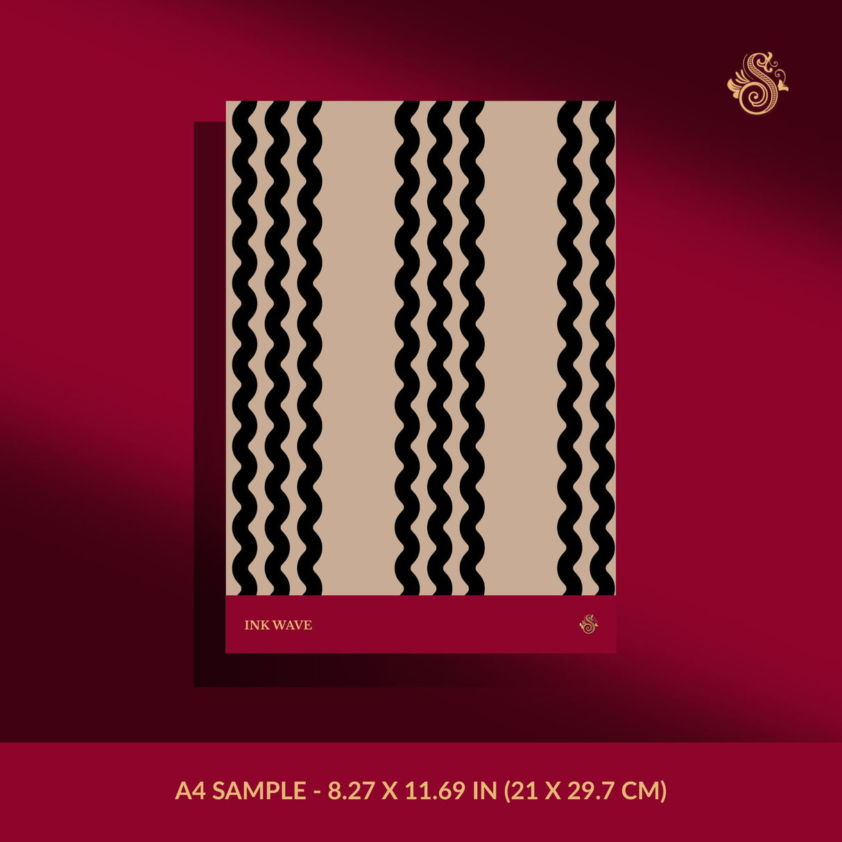 Twist & Turn | Black & Beige Wavy Vertical Striped Wallpaper Wallpaper Sckribbles Signature - Premium Non-Woven A4 Sample - 8.27 × 11.69 in (21 × 29.7 cm) Ink Wave