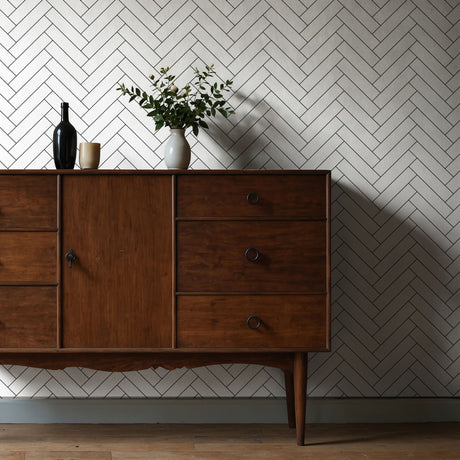 Classic Sub | Timeless Minimalist Geometrical Subway Tiles Wallpaper Wallpaper Sckribbles