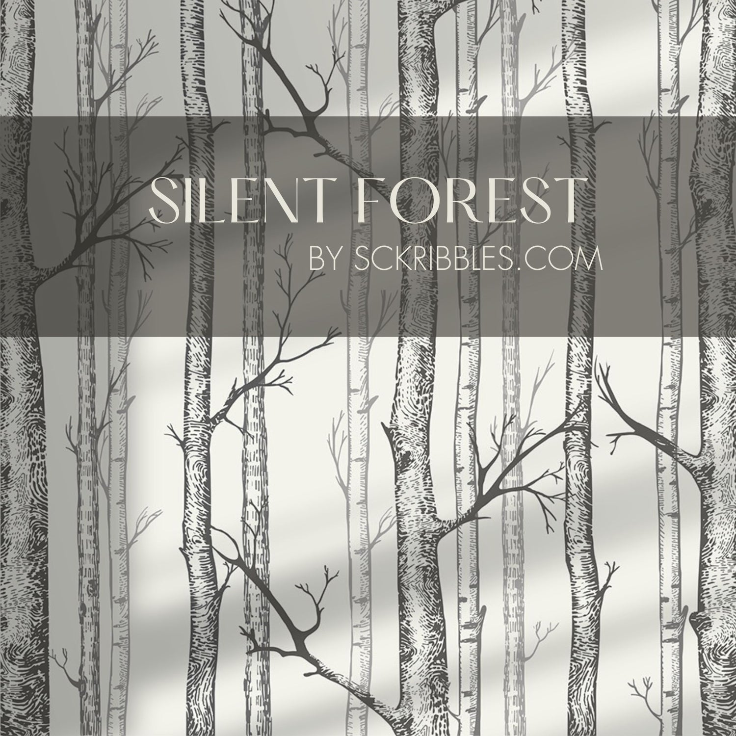 Silent Forest | Scenic Landscape Birch Tree Wallpaper Mural Wallpaper Mural Sckribbles