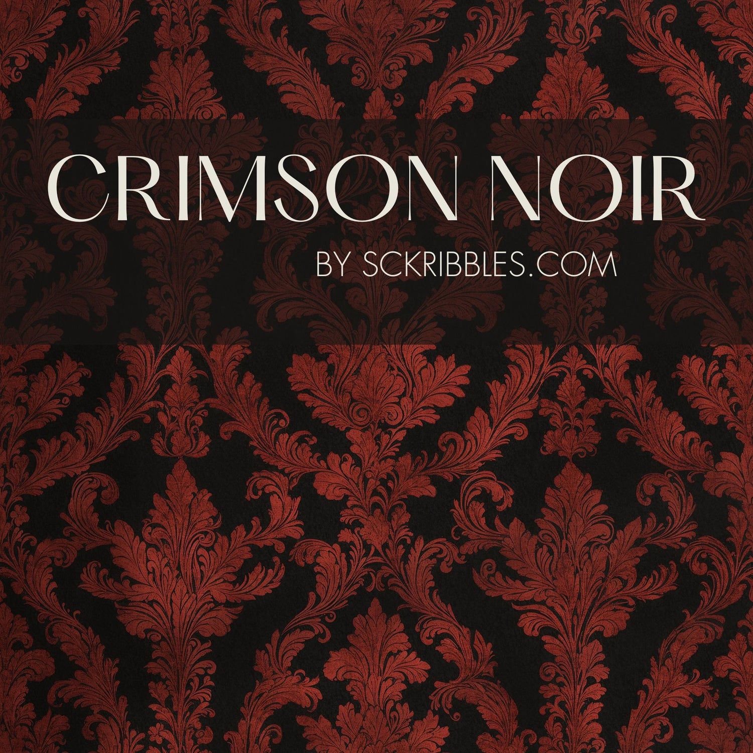 Crimson Noir | Moody Red and Black Damask Wallpaper Wallpaper Sckribbles