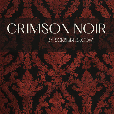 Crimson Noir | Moody Red and Black Damask Wallpaper Wallpaper Sckribbles