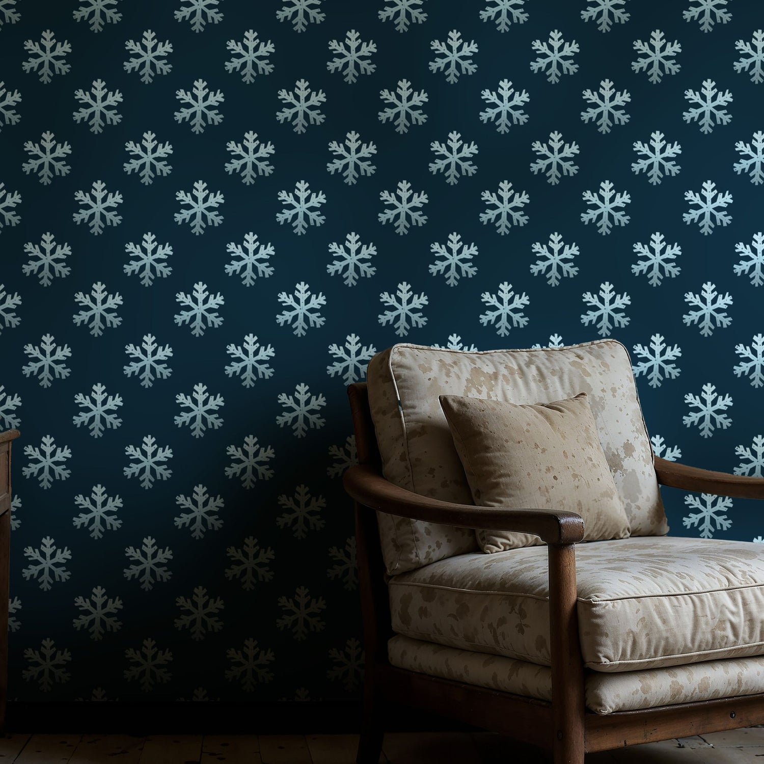 Frozen Sparkle | Blue Christmas Holiday Snowflake Wallpaper Wallpaper Sckribbles