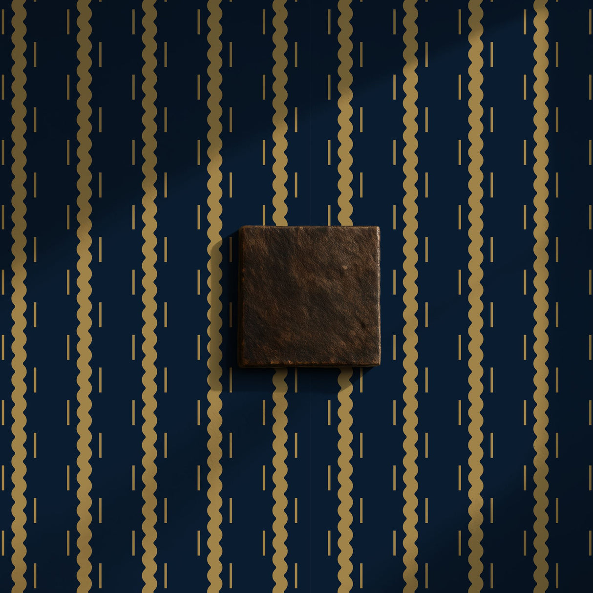 Ripple & Stripe | Dark Navy Blue Wavy Striped Wallpaper Wallpaper Sckribbles