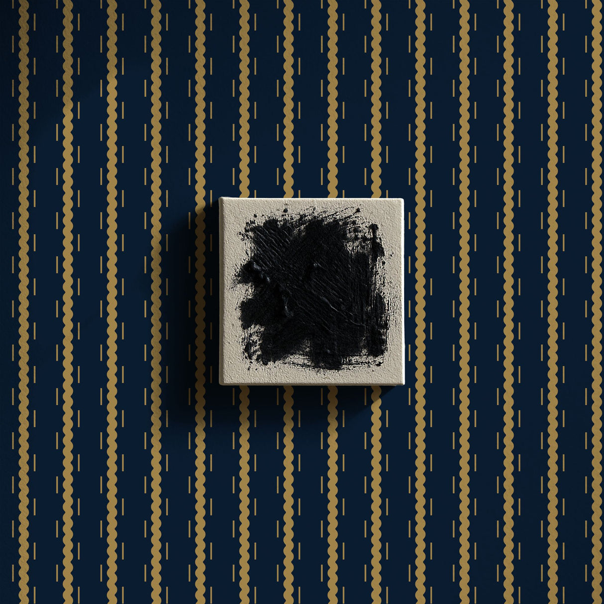 Ripple & Stripe | Dark Navy Blue Wavy Striped Wallpaper Wallpaper Sckribbles