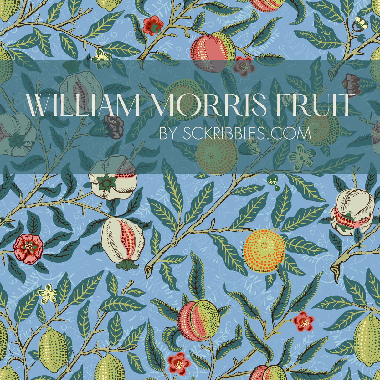 Fruit | Botanical Vintage Pomegranates William Morris Wallpaper Wallpaper Sckribbles