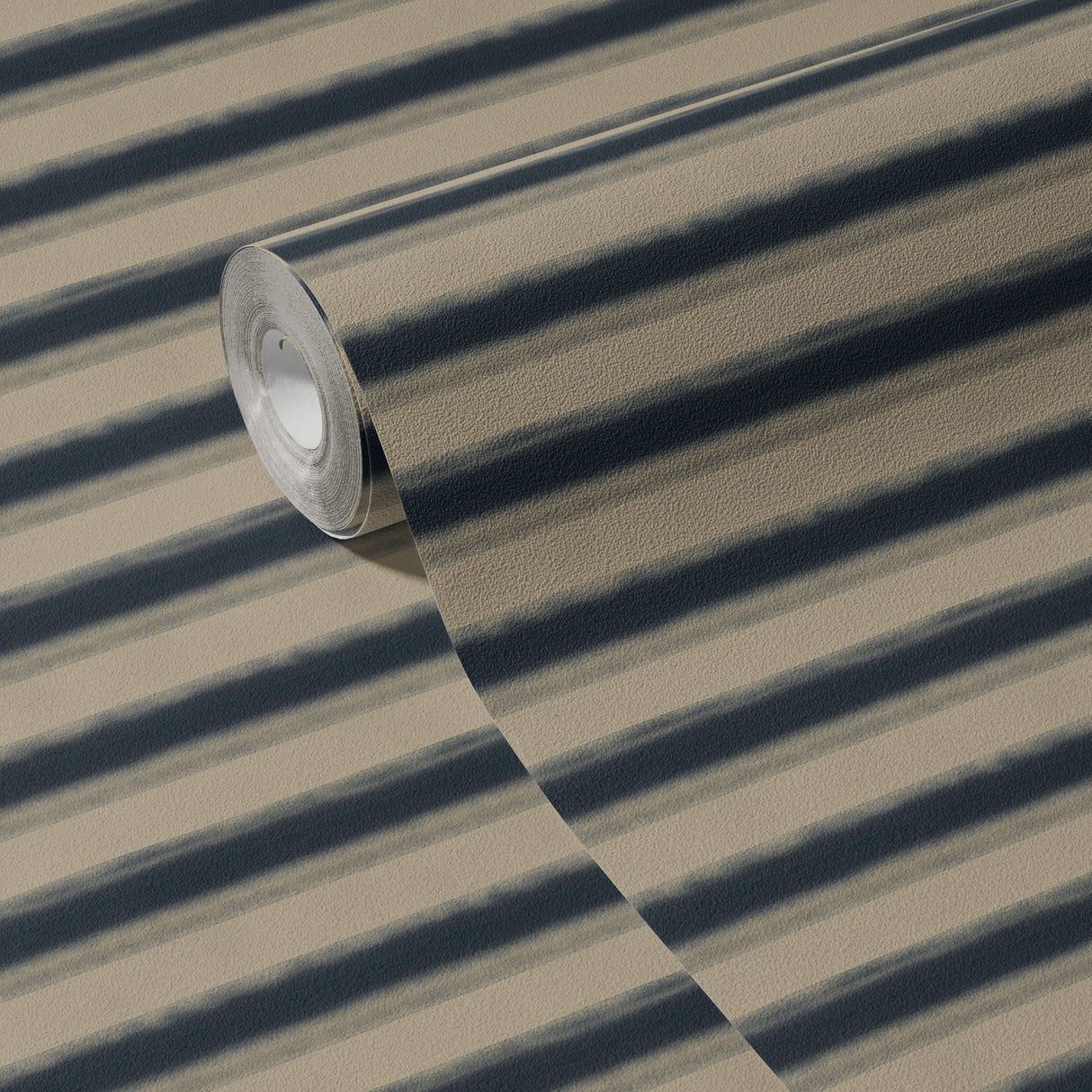 Raw Horizon | Stylish Blue & Beige Horizontal Striped Wallpaper Wallpaper Sckribbles