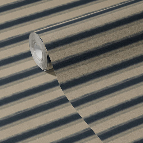 Raw Horizon | Stylish Blue & Beige Horizontal Striped Wallpaper Wallpaper Sckribbles