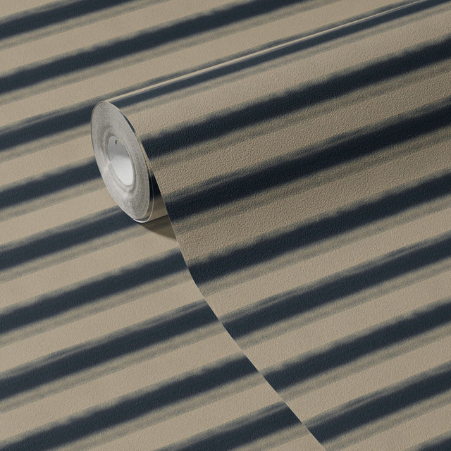 Raw Horizon | Stylish Blue & Beige Horizontal Striped Wallpaper Wallpaper Sckribbles