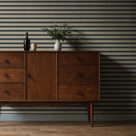 Raw Horizon | Stylish Blue & Beige Horizontal Striped Wallpaper Wallpaper Sckribbles