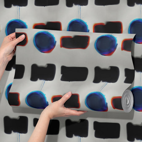 Echo Forms | Bold Blue/Black/White Geometrical Abstract Wallpaper Wallpaper Sckribbles