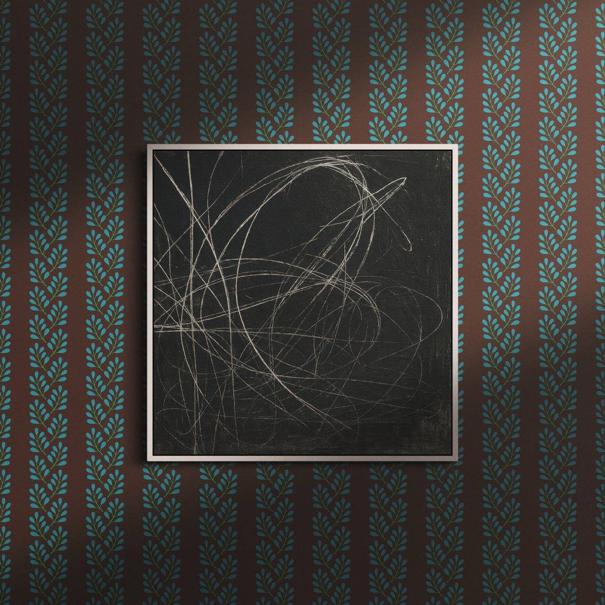 Linear Leaves | Botanical Vines Striped Leaf Foliage Wallpaper Wallpaper Sckribbles