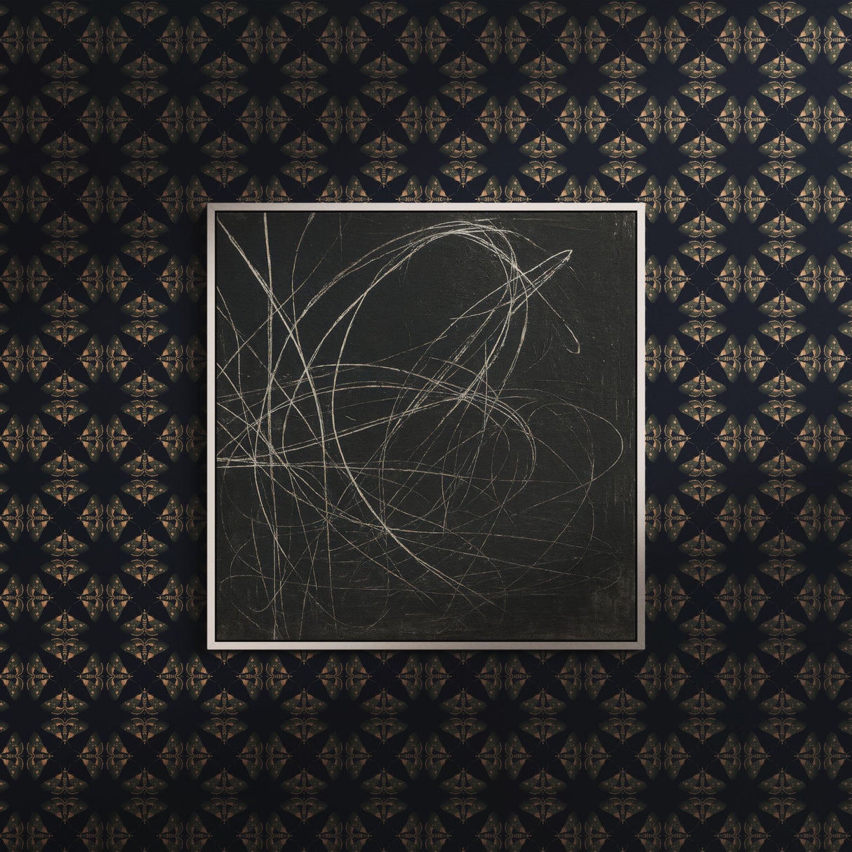 Moth Matrix | Moody Dark Academia Geometrical Moth Wallpaper Wallpaper Sckribbles