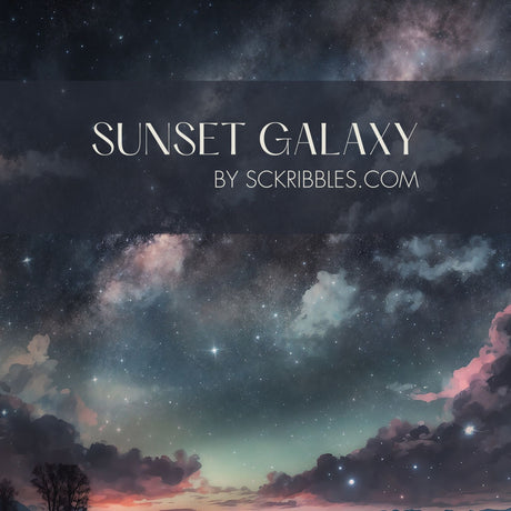 Sunset Galaxy | Blue Celestial Star Landscape Wallpaper Mural Wallpaper Mural Sckribbles