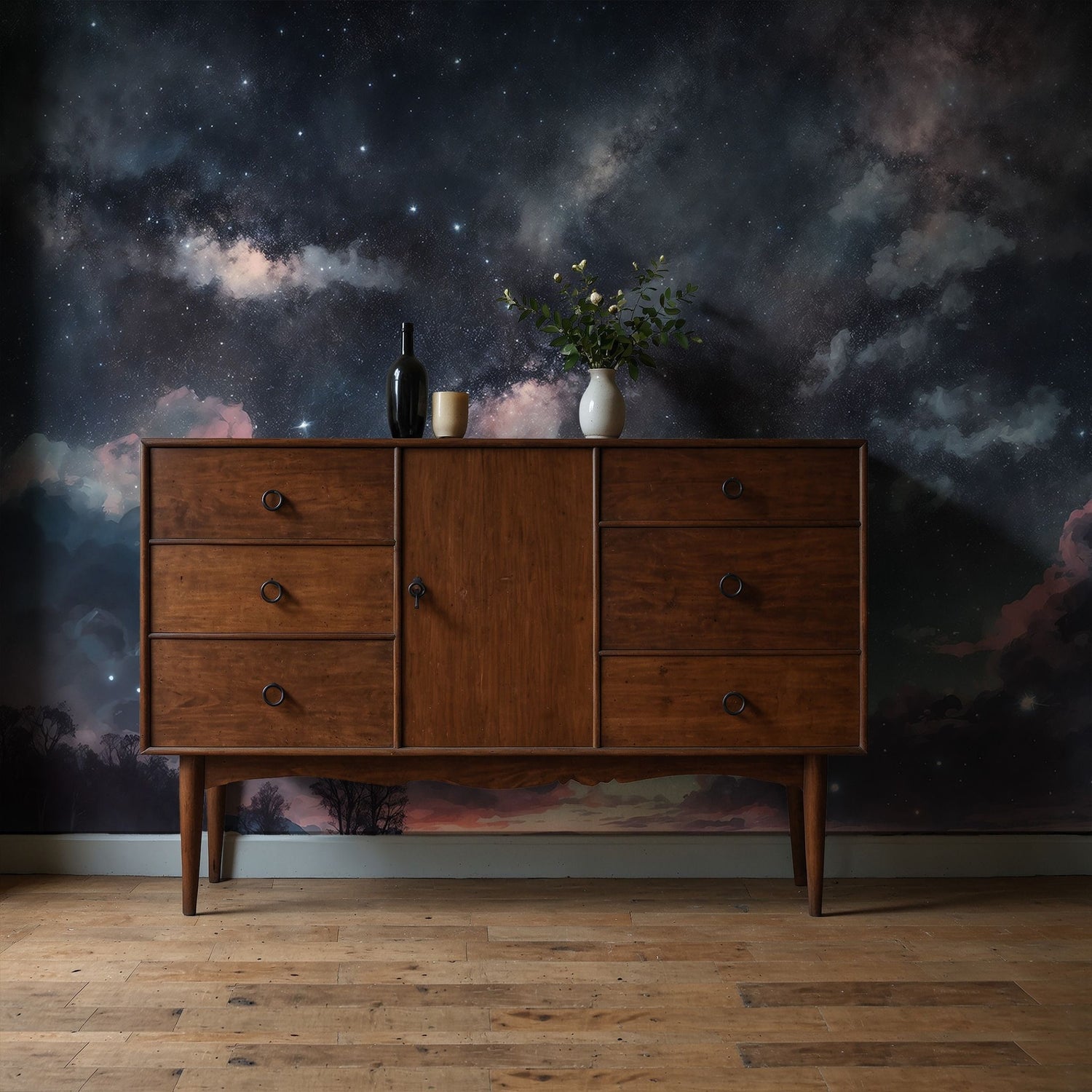 Sunset Galaxy | Blue Celestial Star Landscape Wallpaper Mural Wallpaper Mural Sckribbles