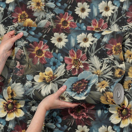 Nostalgic Blooms | Vintage Colorful Retro Floral Wallpaper Wallpaper Sckribbles