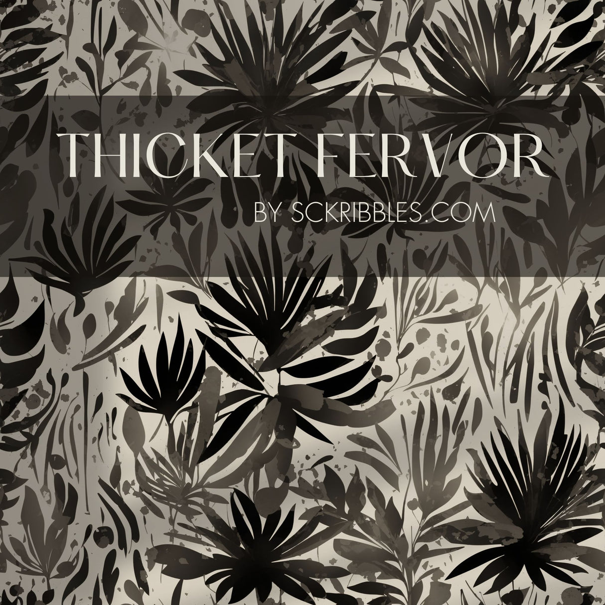 Thicket Fervor | Black and Gray Graphic Nature Wallpaper Wallpaper Sckribbles