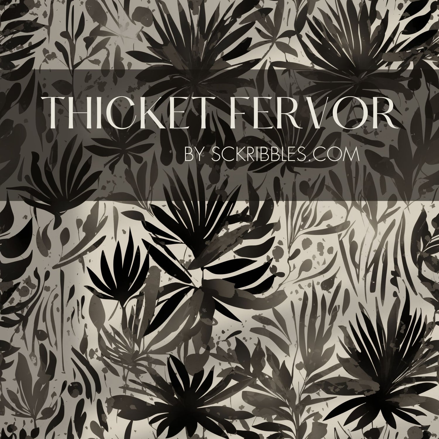 Thicket Fervor | Black and Gray Graphic Nature Wallpaper Wallpaper Sckribbles