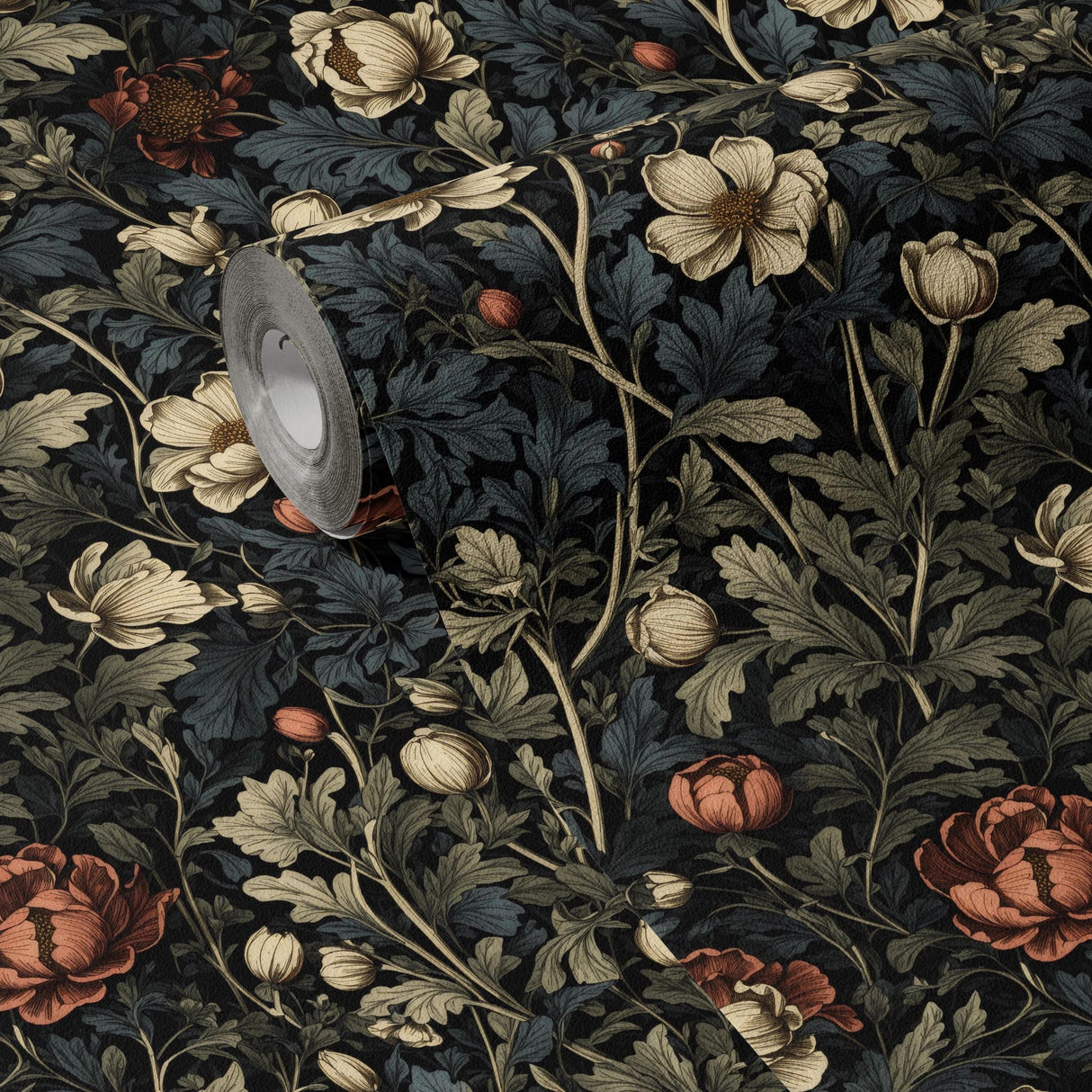 Leafy Luxe | Dark Floral Botanical Garden Wallpaper Wallpaper Sckribbles