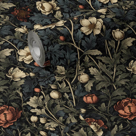 Leafy Luxe | Dark Floral Botanical Garden Wallpaper Wallpaper Sckribbles