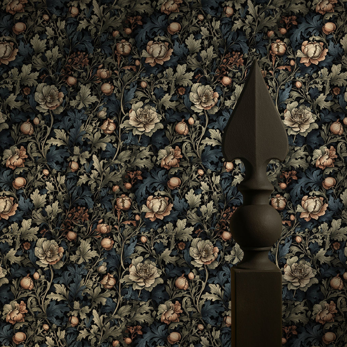Botanical Bliss | Dark Moody Floral Garden Wallpaper Wallpaper Sckribbles