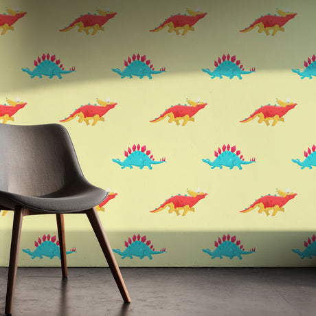 Chomp & Stomp | Colorful Fun Boy's Room Dinosaur Wallpaper Wallpaper Sckribbles