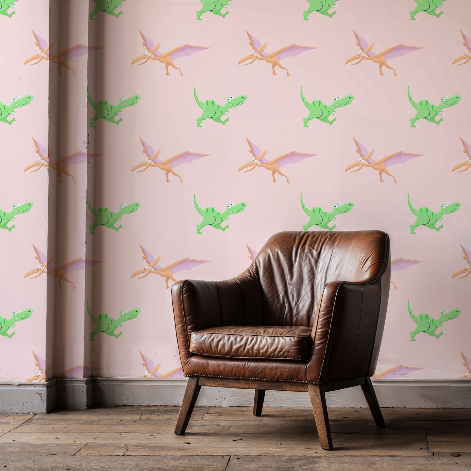 Roar & Explore | Cute Children's Bedroom T-Rex Dinosaur Wallpaper Wallpaper Sckribbles