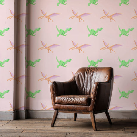 Roar & Explore | Cute Children's Bedroom T-Rex Dinosaur Wallpaper Wallpaper Sckribbles