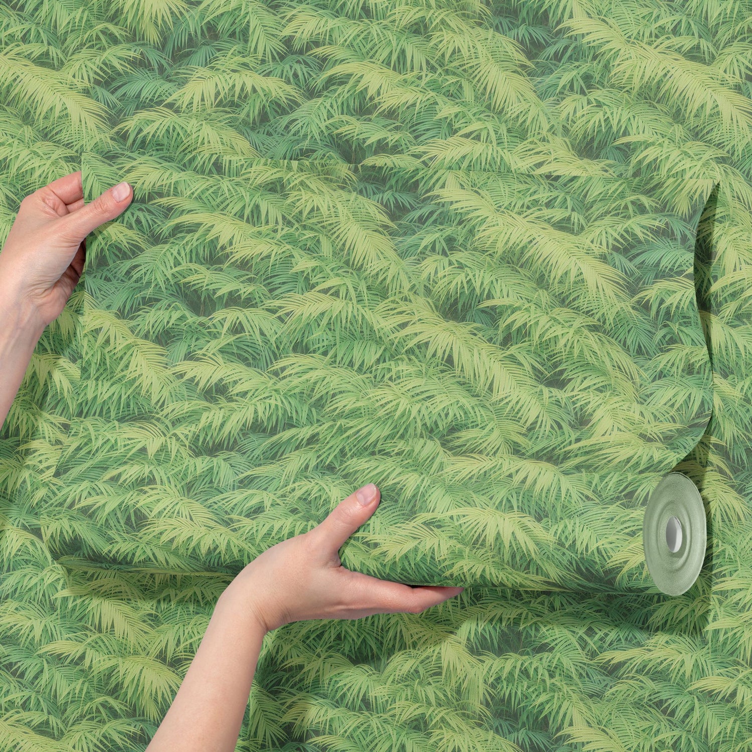 Zesty Oasis | Bright Green Tropical Palm Leaves Wallpaper Wallpaper Sckribbles
