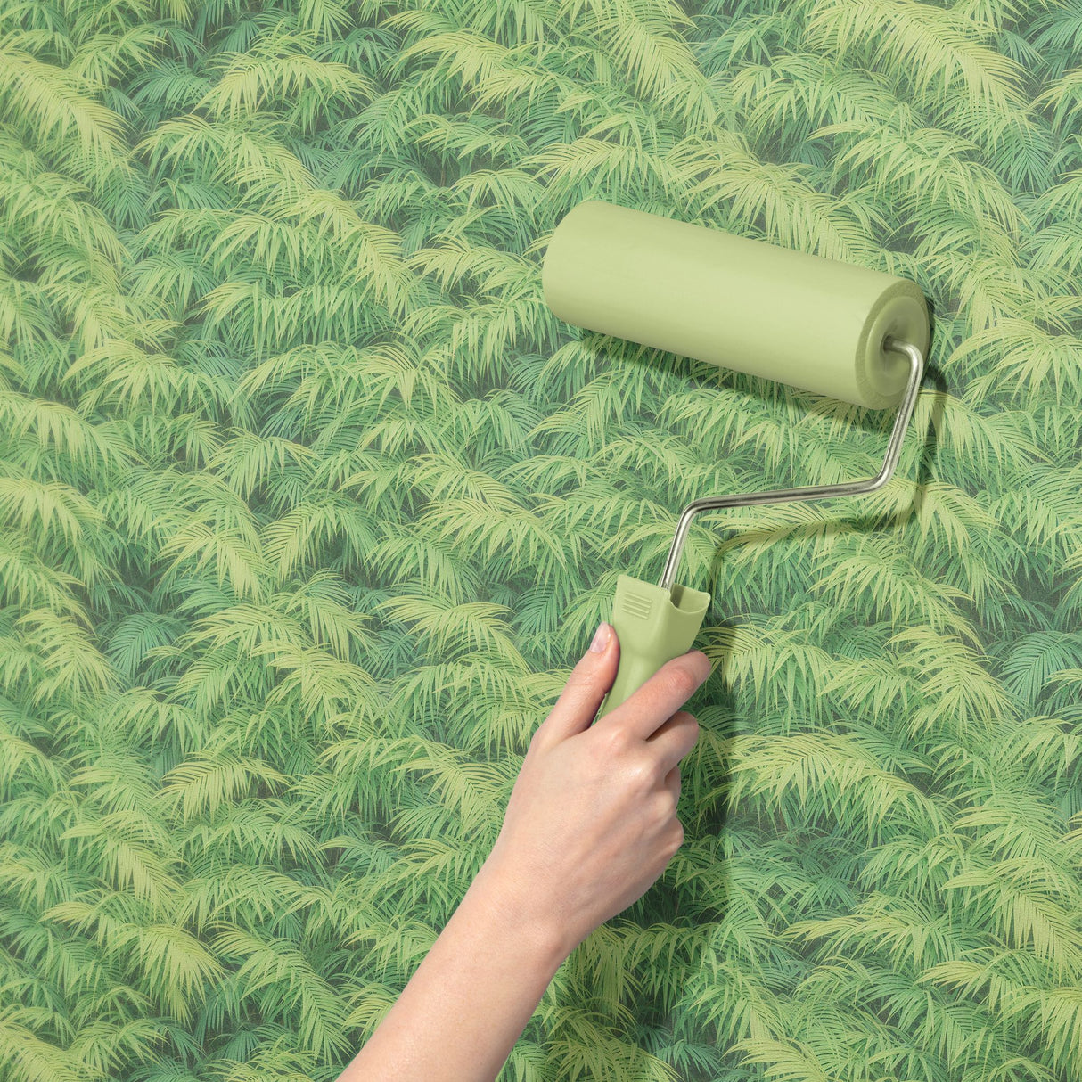 Zesty Oasis | Bright Green Tropical Palm Leaves Wallpaper Wallpaper Sckribbles
