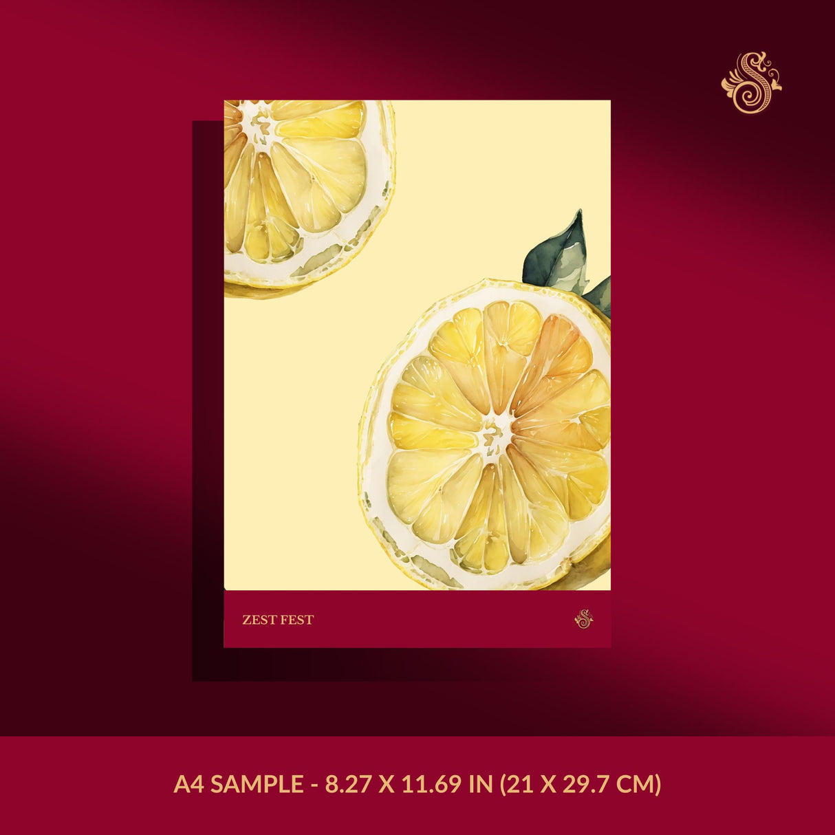 Zest Fest | Light Yellow Lemon Fruit Kitchen Wallpaper Wallpaper Sckribbles Signature - Premium Non-Woven A4 Sample - 8.27 × 11.69 in (21 × 29.7 cm)