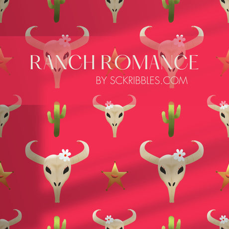 Ranch Romance | Bright Pink Western Cowgirl Skull Wallpaper Wallpaper Sckribbles