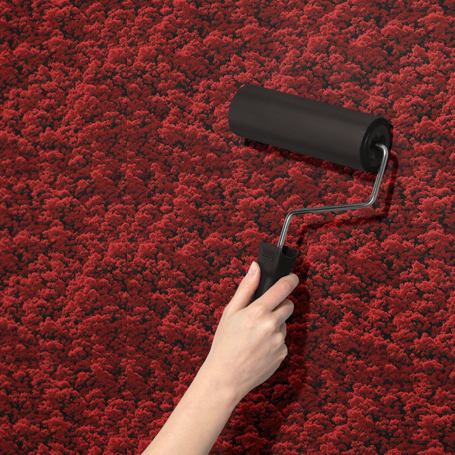 Ruby Canopy | Bright Red Botanical Blossom Tree Wallpaper Wallpaper Sckribbles