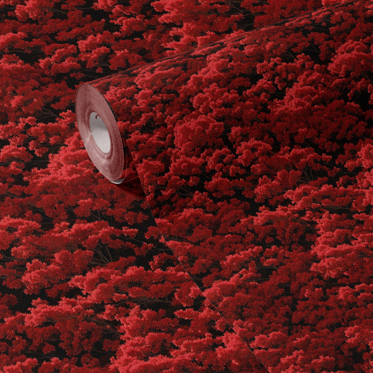 Ruby Canopy | Bright Red Botanical Blossom Tree Wallpaper Wallpaper Sckribbles